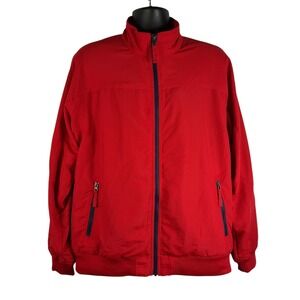 Duluth Trading Co Mens Jacket Red M Lined Full Zip Pockets Stand up Collar Nylon